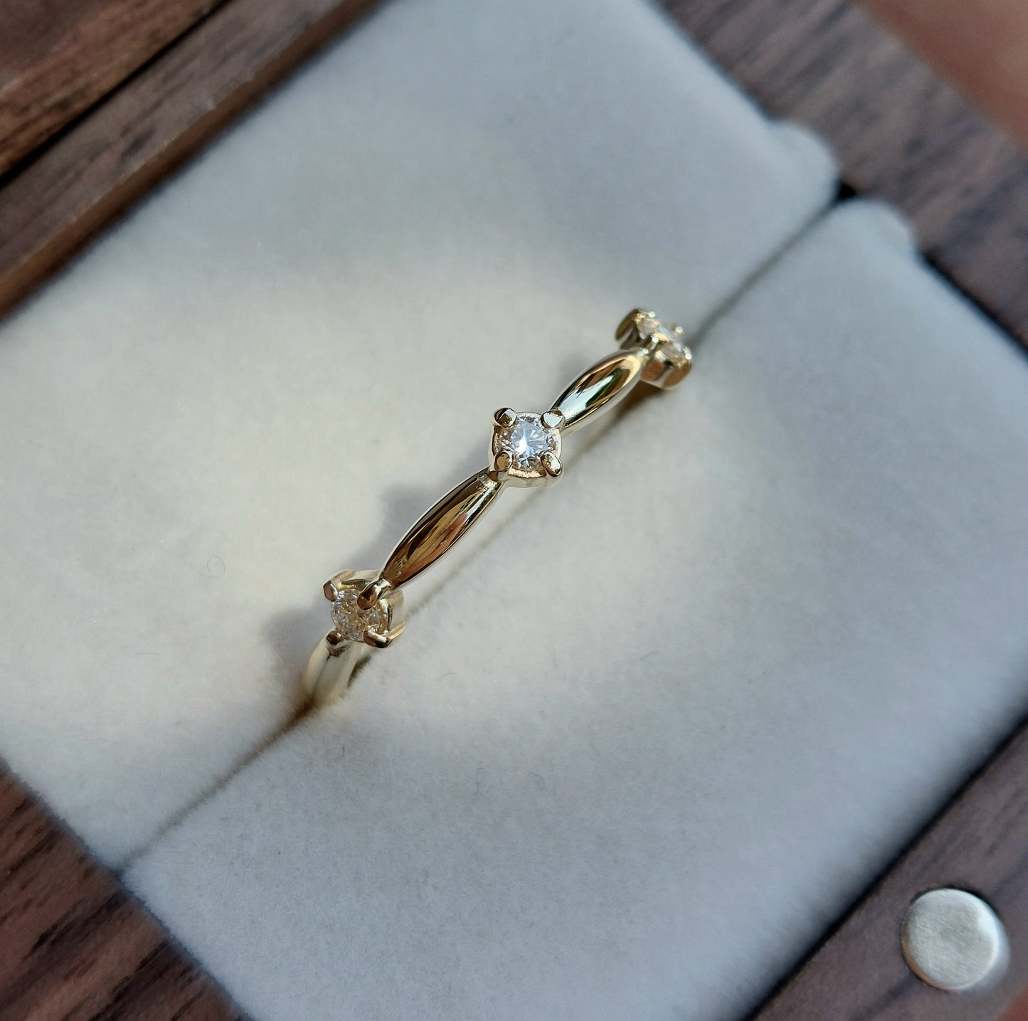 *Pre-made ring* Esther - 9ct yellow gold with lab grown diamonds (Size P)
