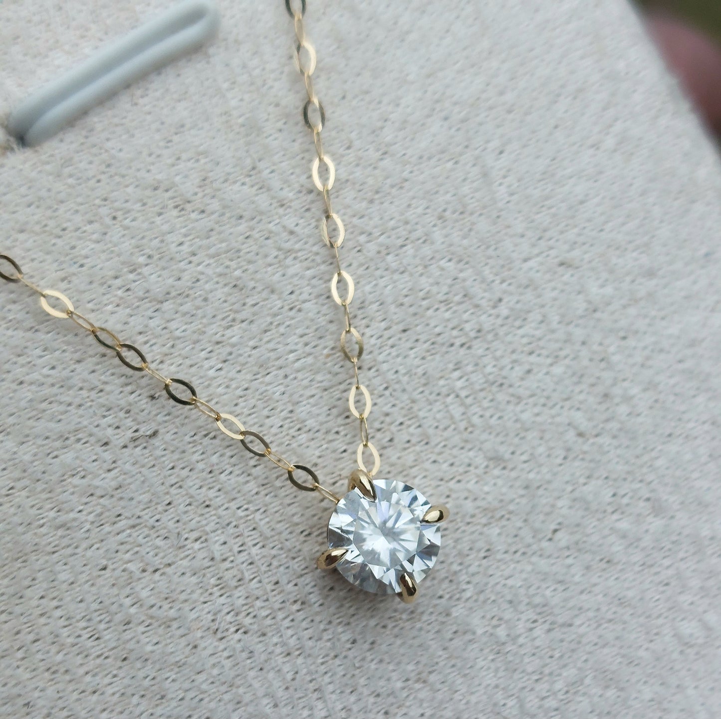 1ct Brilliant cut moissanite necklace in 9ct yellow gold (18")
