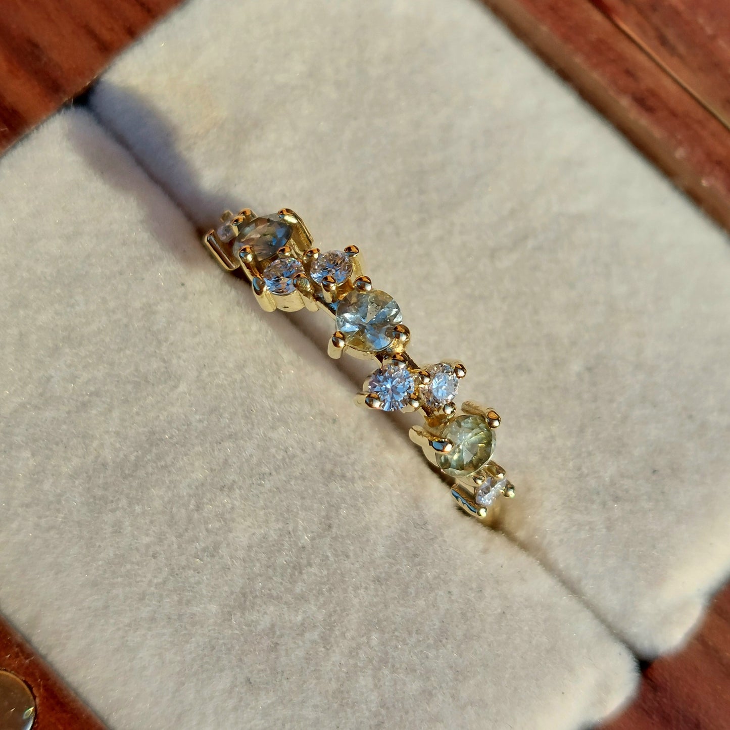 Celeste - 3mm Montana Sapphires in 9ct yellow gold (Size O)