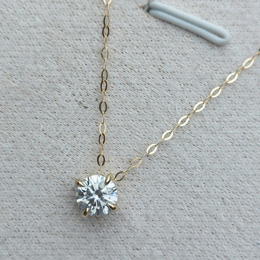 1ct Brilliant cut moissanite necklace in 9ct yellow gold (18")