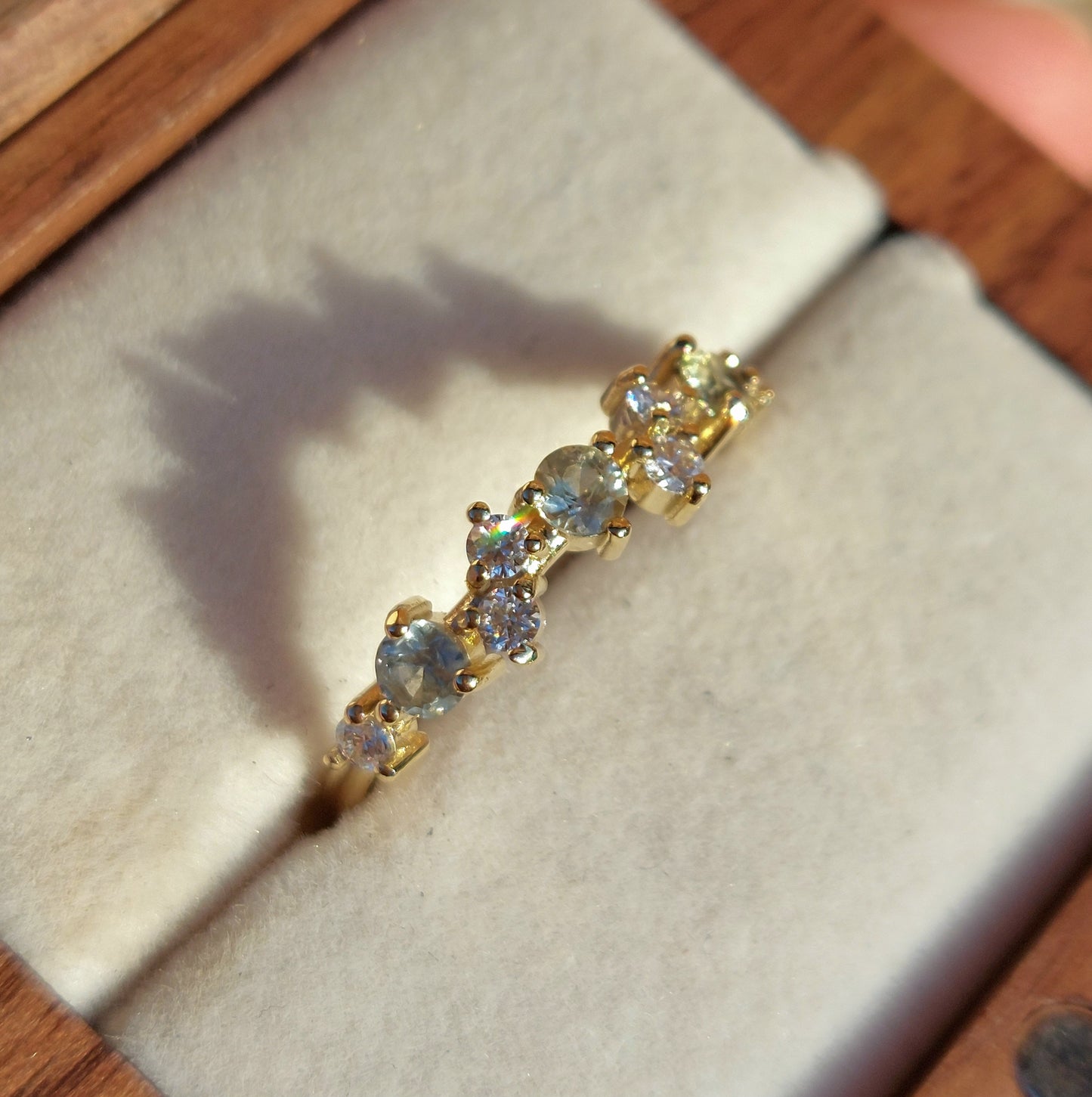 Celeste - 3mm Montana Sapphires in 9ct yellow gold (Size O)