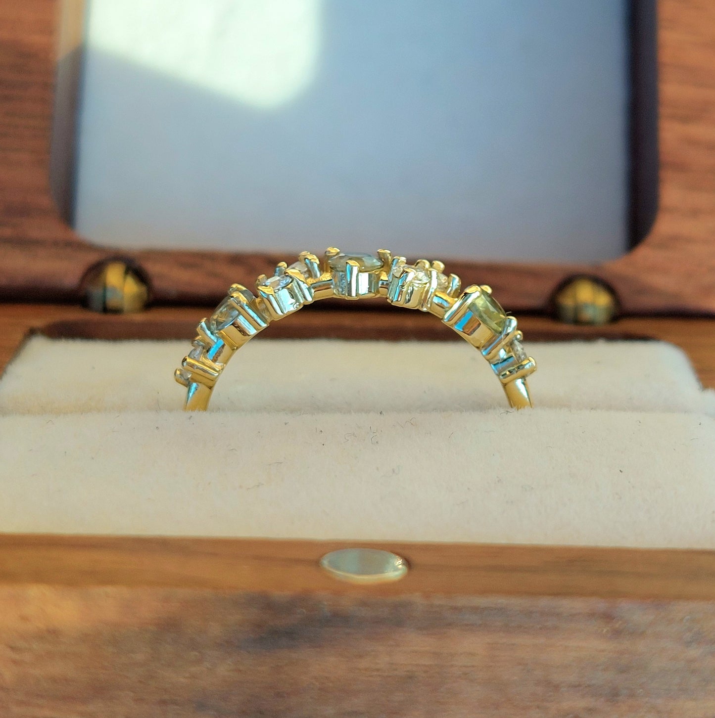 Celeste - 3mm Montana Sapphires in 9ct yellow gold (Size O)