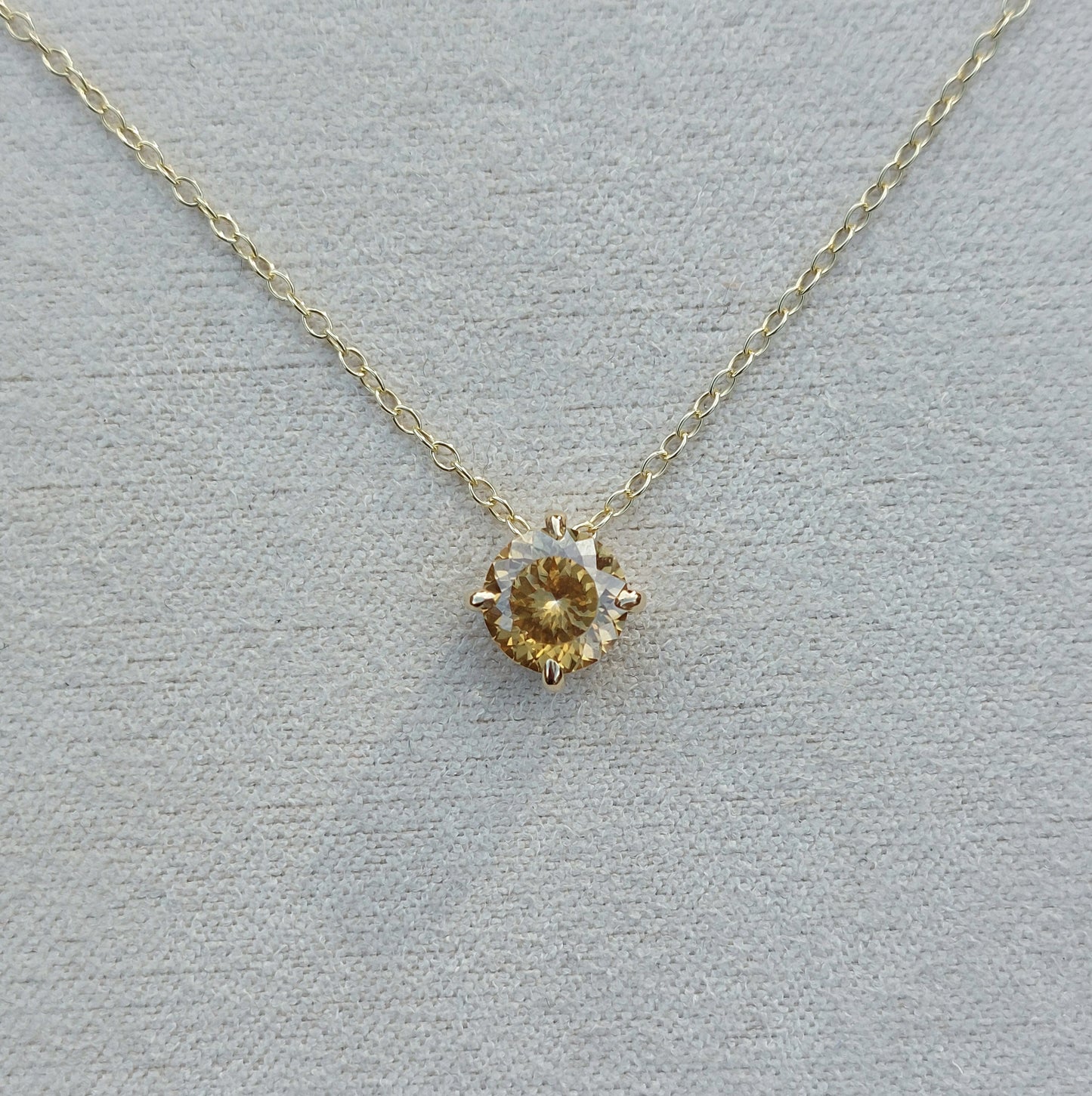 1ct Russian cut champagne moissanite necklace in 9ct yellow gold (18")
