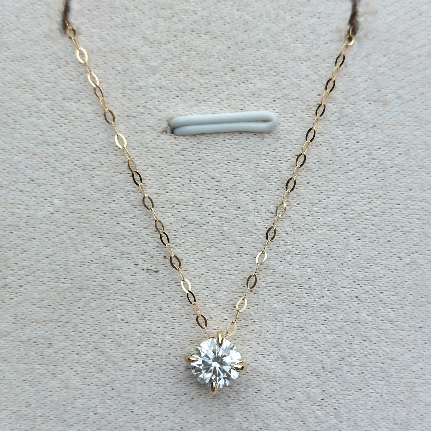 1ct Brilliant cut moissanite necklace in 9ct yellow gold (18")
